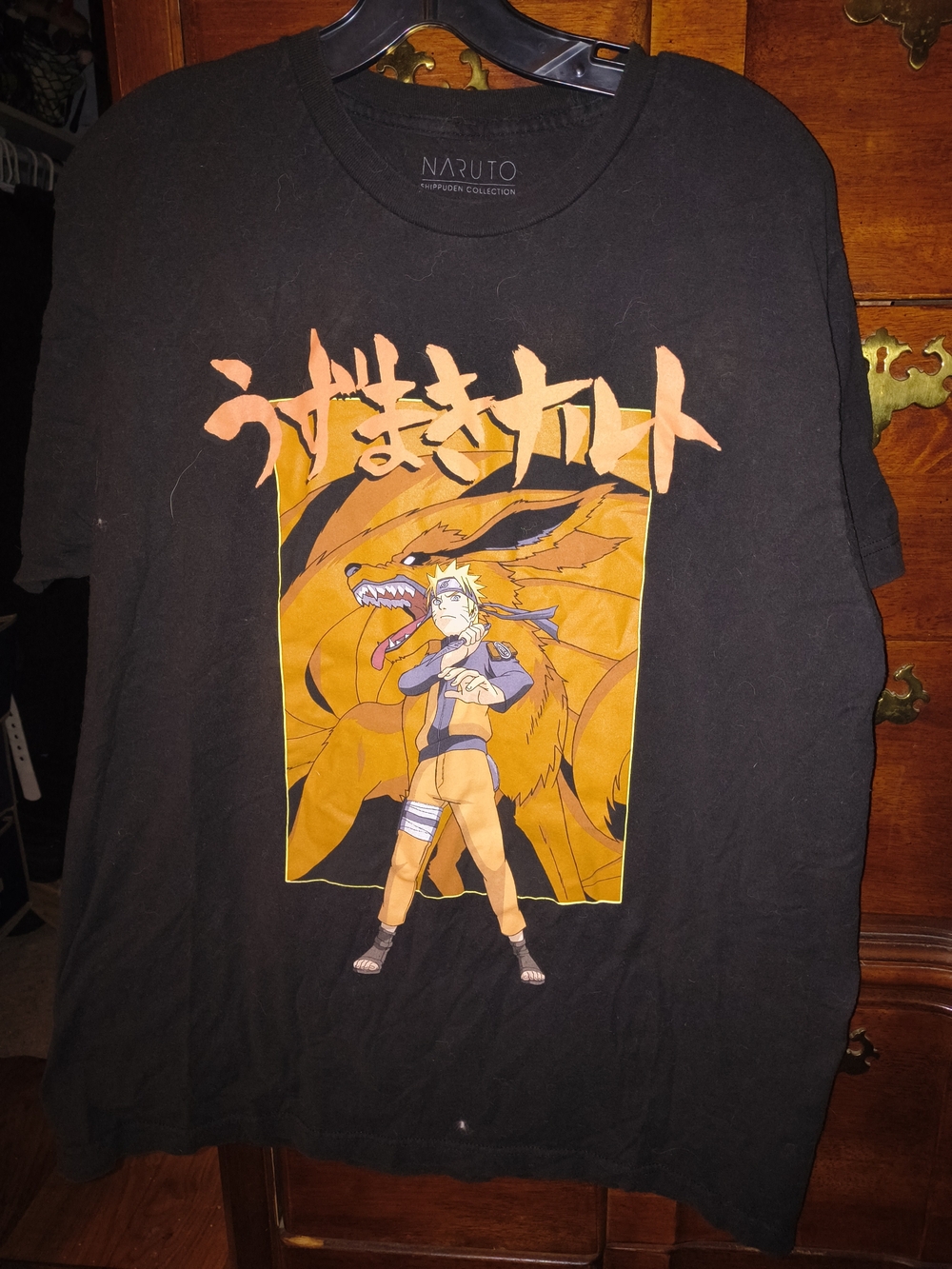 Naruto Shippuden Graphic Tee - Black with Orange Print